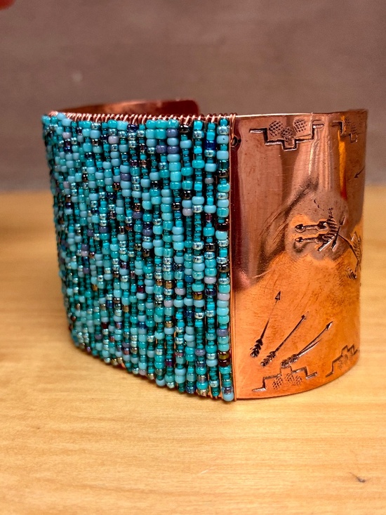 Grace A. Herrera Jewelry - Navajo Crafted Copper Beaded Cuff Bracelet
